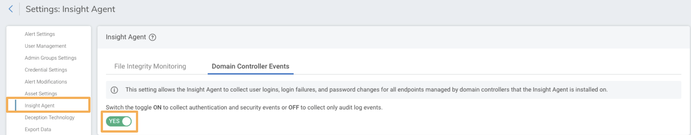 在Insight Agent界面上打开域控制器选项必威体育app登录